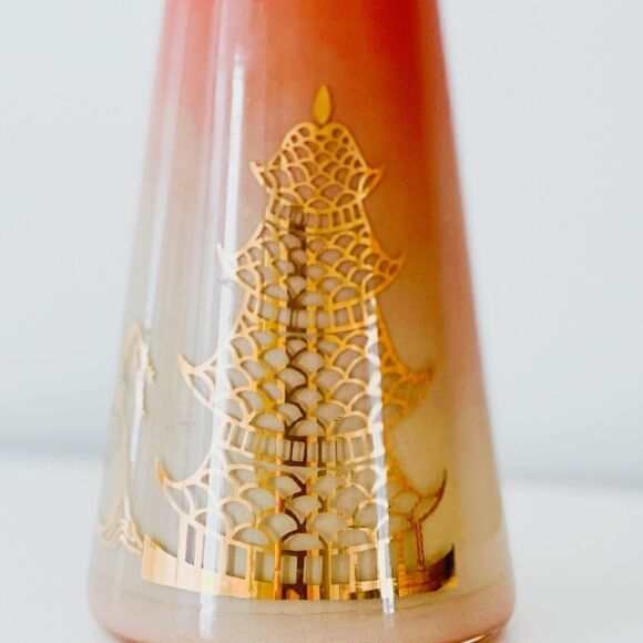 VINTAGE Bartlett Collins Japanese Bud Vase Coral Orange Pink Ombré - Picture 5 of 11